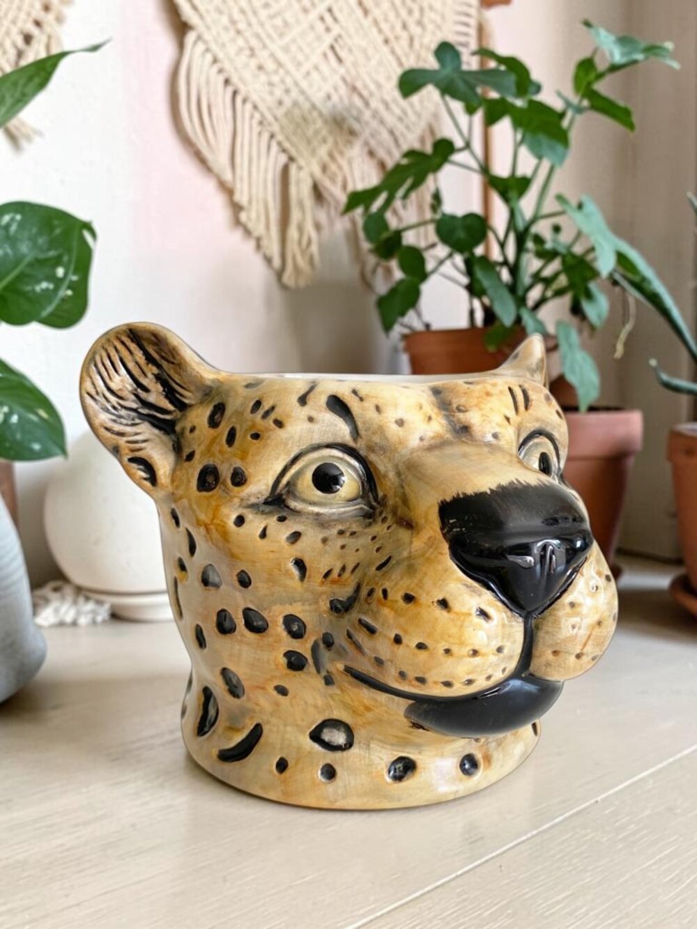 Ceramic Leopard Head Planter or Vase